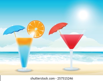 Tropical cocktail on the beach