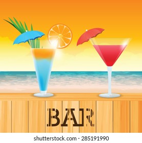 Tropical cocktail on the beach