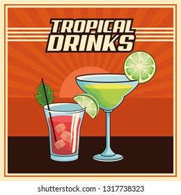 tropical cocktail poster