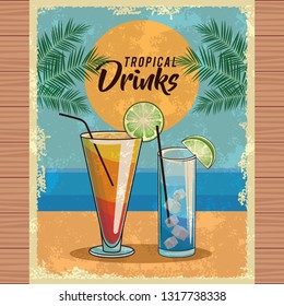 tropical cocktail poster