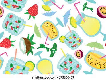 Tropical Cocktail Seamless Background