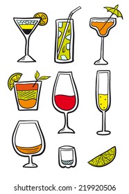 Tropical cocktail set colored