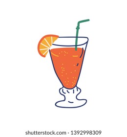 Tropical Cocktail, Summer Time Symbol Vector Illustration