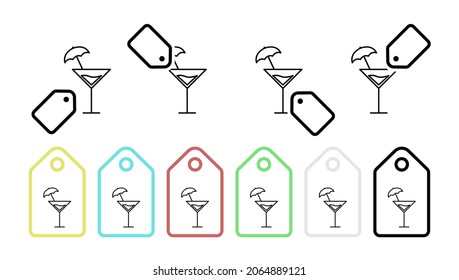 Tropical cocktail vector icon in tag set illustration for ui and ux, website or mobile application