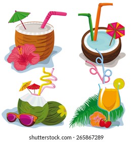 tropical cocktails on a white background. 