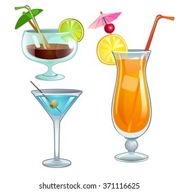 Tropical cocktails. Vector.