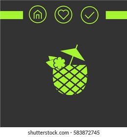 Tropical cocktail.vector icon.Simple  Icon.Flat Icon.a pineapple