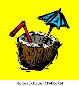 Tropical coconut drink vector