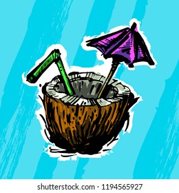 Tropical coconut drink vector