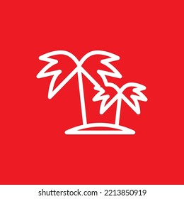 Tropical Coconut Palm Island Icon, Holiday Graphic Resource Mockup, Vector Illustration.