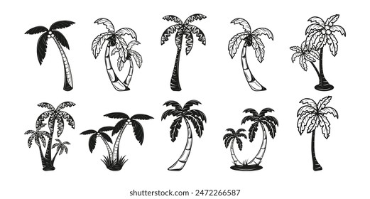 Tropical Coconut Palm Tree Set