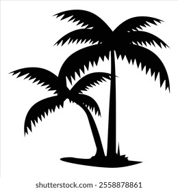 Tropical coconut palm tree silhouette vector illustration