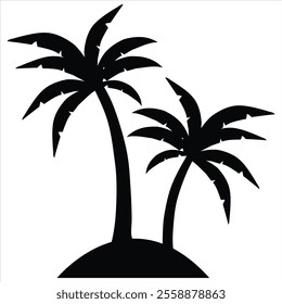 Tropical coconut palm tree silhouette vector illustration