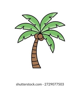 Tropical Coconut Palm Tree Vector – Minimalist Summer Vacation Icon