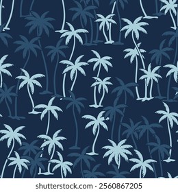 Tropical coconut palm trees patchwork wallpaper abstract vector seamless pattern for scarf  shirt fabric tablecloth towel wrapping pillow