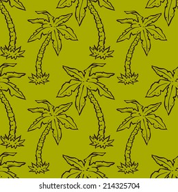 Tropical coconut palm trees seamless pattern. Abstract floral repeating background. Endless print texture. Fabric design. Wallpaper - vector 