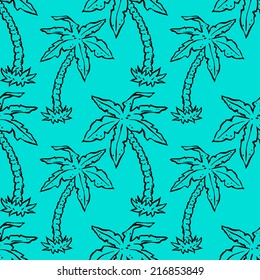 Tropical coconut palm trees seamless pattern. Abstract floral repeating background. Endless print texture. Fabric design. Wallpaper 