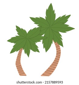Tropical Coconut Tree Doodle Flat Clipart Stock Vector (Royalty Free ...