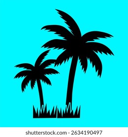 tropical coconut tree vector black. with color background