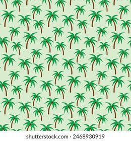 Tropical coconut trees seamless beach vector pattern