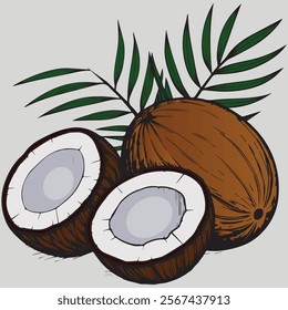 Tropical Coconut Vector Illustration for Summer-Inspired Creations