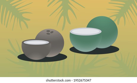 Tropical: Coconuts on summer background