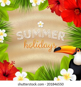 Tropical Color Banner, With Gradient Mesh, Vector Illustration