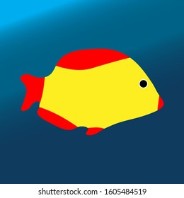 Tropical color sea fish. Vector illustration flat style