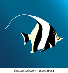 Tropical color sea fish. Vector illustration flat style