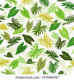 Tropical colorful leaves seamless pattern for fabric textile apparel or all print,vector illustration