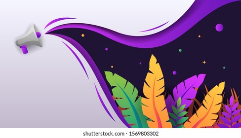 Tropical colorful papercut with speaker background design