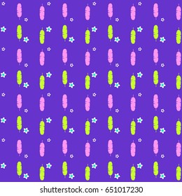 Tropical colorful pattern with bright leaves and flowers background. Texture seamless. Vector illustration.