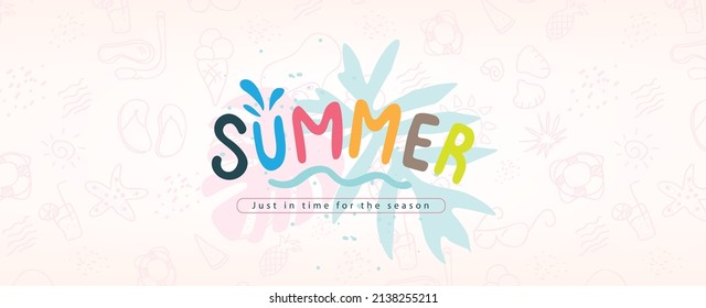 Tropical Colorful Summer beach vibes background layout banner design - Shutterstock ID 2138255211