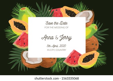 Tropical colorful Wedding invitation banner