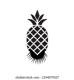 Tropical comosus fruit ananas icon | Black Vector illustration |