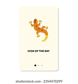Tropical creature flat icon. Chameleon isolated sign. Wildlife, reptiles, nature concept. Vector illustration symbol elements for web design
