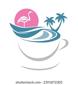 tropical cup of coffee, vector icon