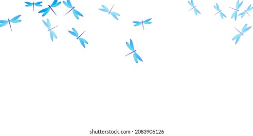Tropical cyan blue dragonfly cartoon vector wallpaper. Summer ornate damselflies. Detailed dragonfly cartoon children illustration. Tender wings insects graphic design. Tropical beings