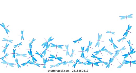 Tropical cyan blue dragonfly isolated vector illustration. Spring little insects. Detailed dragonfly isolated fantasy wallpaper. Tender wings damselflies patten. Tropical creatures