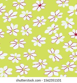 Tropical daisies daisy plants and flowers seamless pattern, background Colorful textile fabric print.Isolated vector illustration