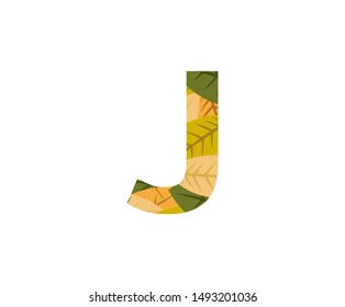 Tropical Dead Leaves Vector Logo Letter J. J Letter Design Vector Nature Leaves Logo Icon.