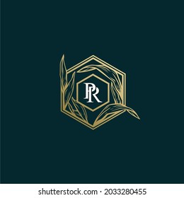 tropical decor logo concept, PR Initial tropical logo design