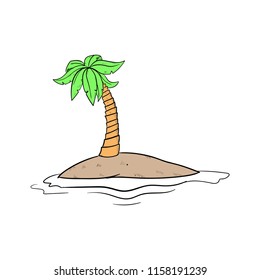 tropical or deserted island with palm tree doodle icon vector 