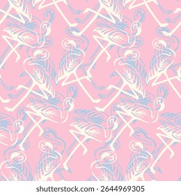 Design tropical com flamingo, padrão sem emenda, pontilhado vetorial