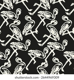 Design tropical com flamingo, padrão sem emenda, pontilhado vetorial