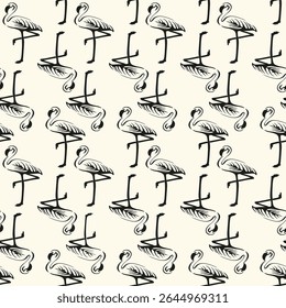 Design tropical com flamingo, padrão sem emenda, pontilhado vetorial