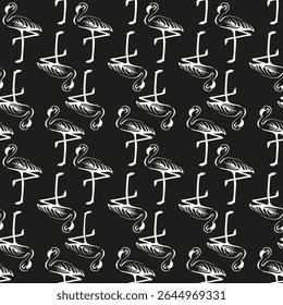 Design tropical com flamingo, padrão sem emenda, pontilhado vetorial