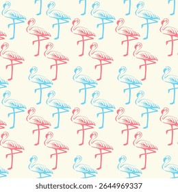 Design tropical com flamingo, padrão sem emenda, pontilhado vetorial