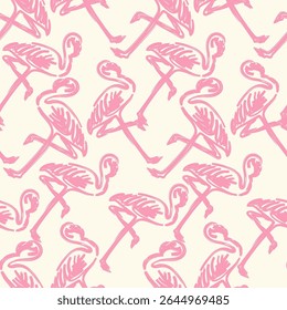 Design tropical com flamingo, padrão sem emenda, pontilhado vetorial