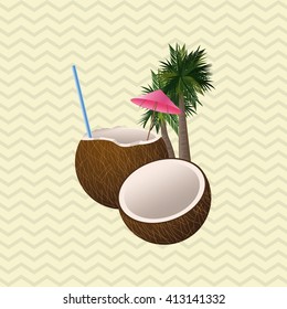 Tropical design. flower concept. coconut icon 